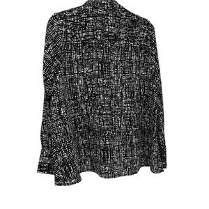 Belle by Kim Gravel Black White Print Button-Down Blouse Medium